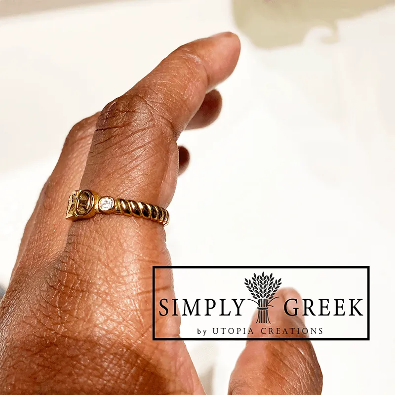 ΔΣΘ Pave' Twist Ring (Stainless Steel)