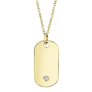 0.03 Ct 14K Yellow Gold Diamond Bezel Dog Tag Necklace SC55020380