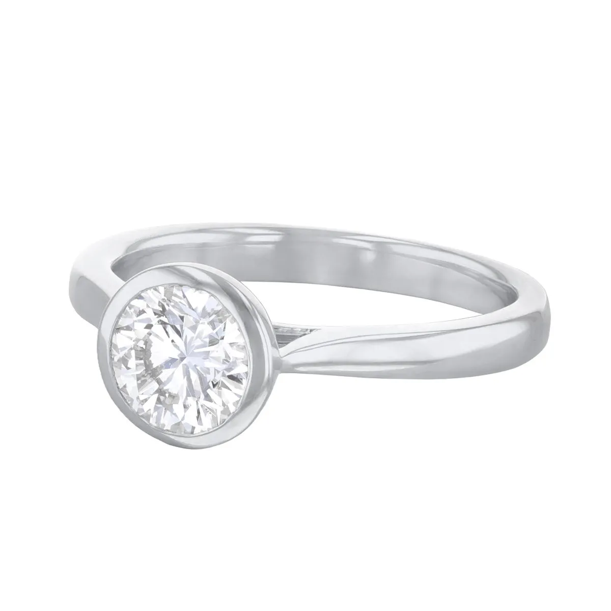 0.50ct Cleo Bezel Set Round Brilliant Cut Diamond Solitaire Engagement Ring | Platinum