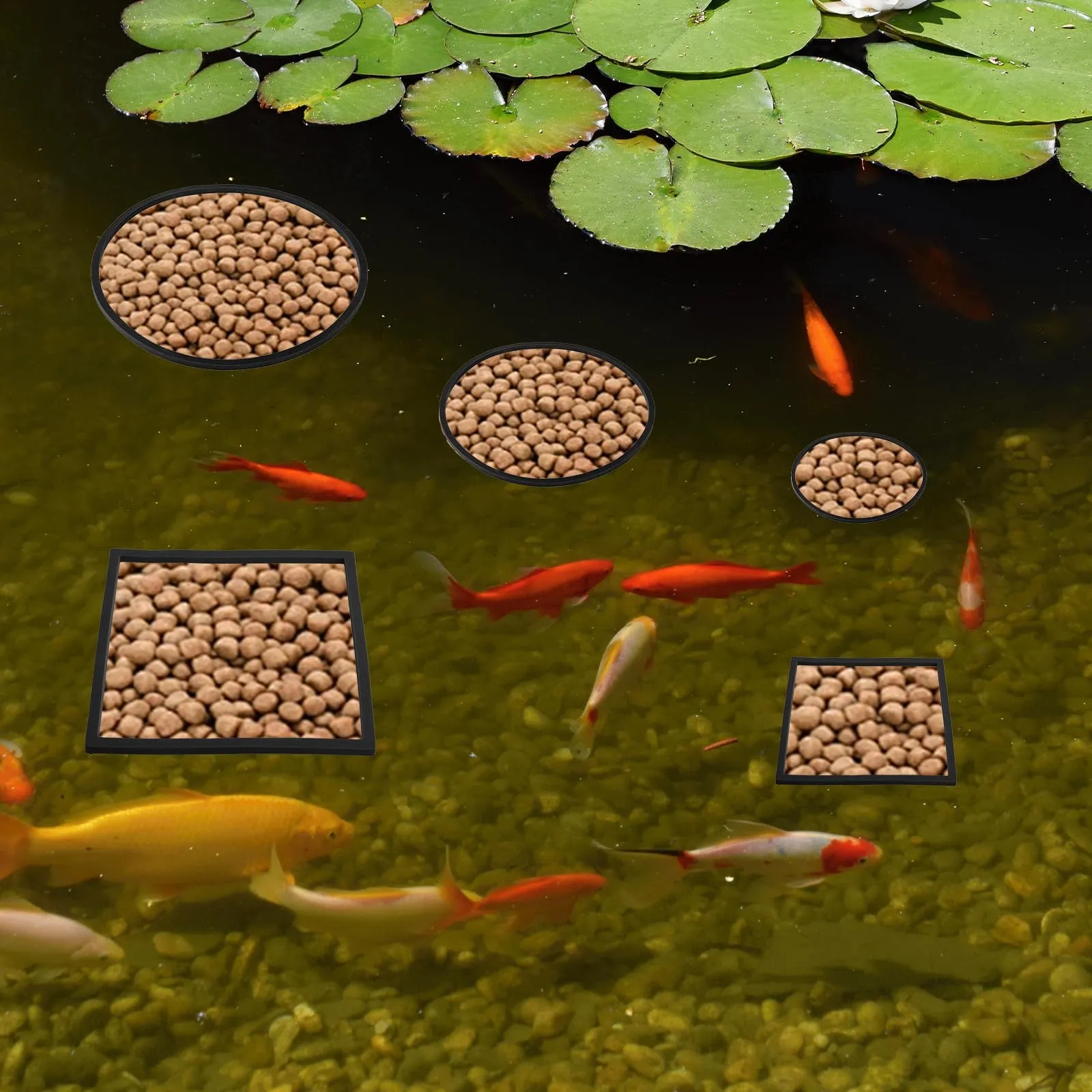 10 PCS Fish Feeding Rings, Aquarium Floating Plant Corral Round & Square Aquarium Plant Holder Fish Toys Turtle Betta Fish Tank Accessories Reduces Automatic Fish Feeder Waste, Maintains Water Quality