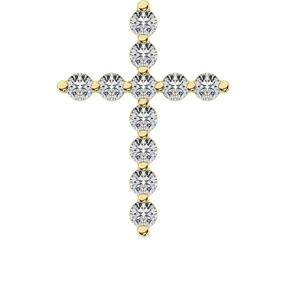 10K Yellow Gold 1/4 Ct.Tw. Diamond Cross Pendant
