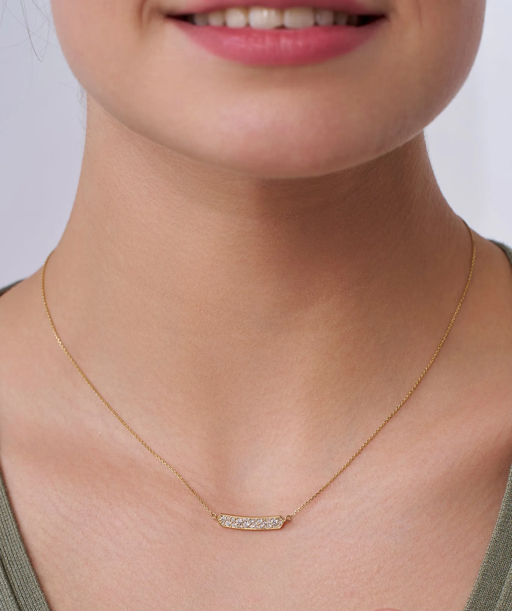 14K Gold Diamond Bar Necklace