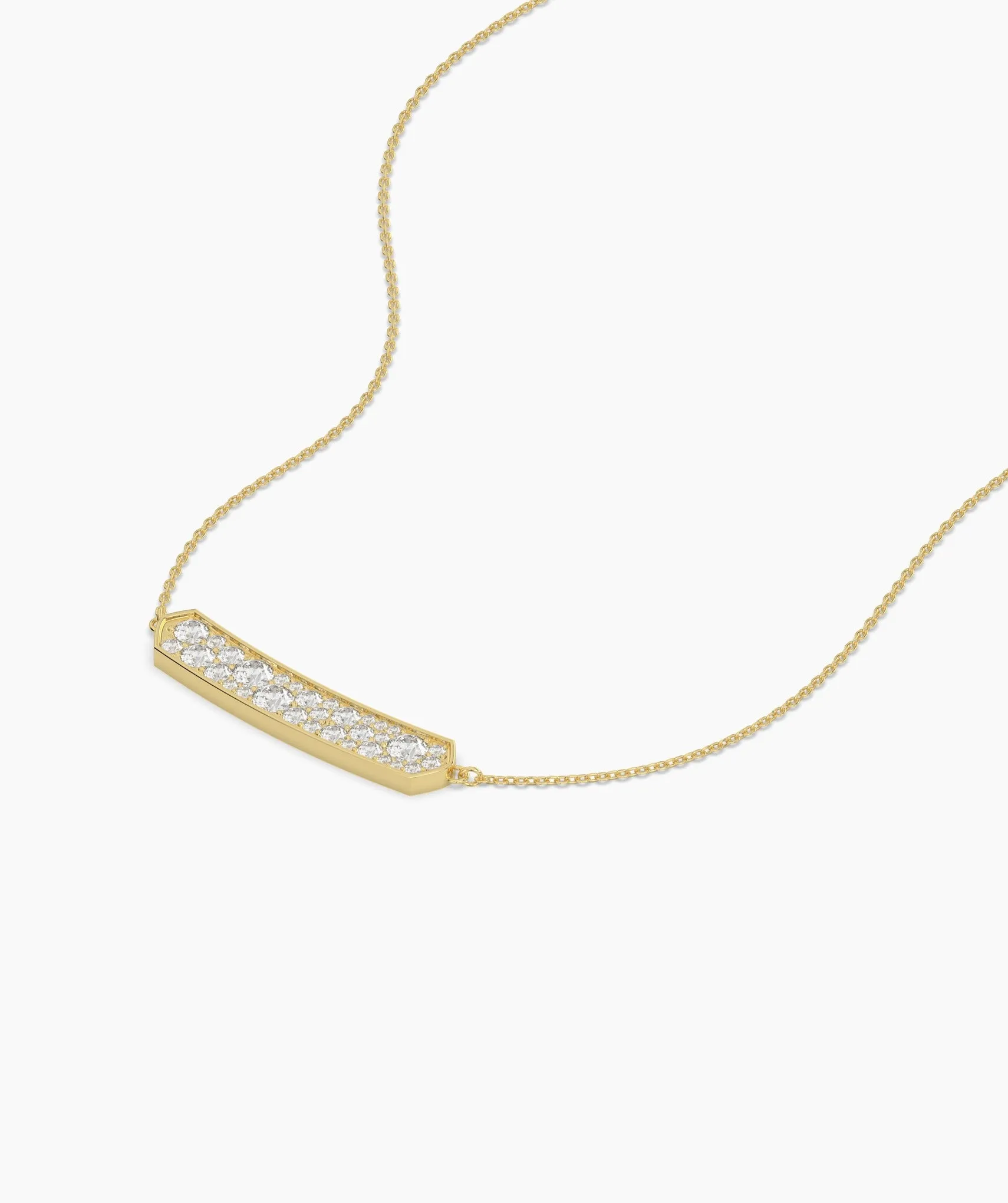 14K Gold Diamond Bar Necklace