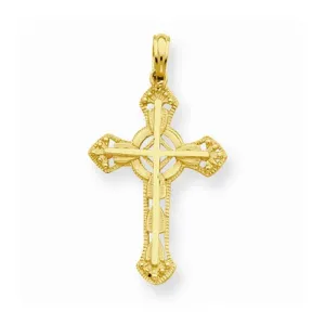 14k Gold Stick Cross on Ornate Cross Pendant