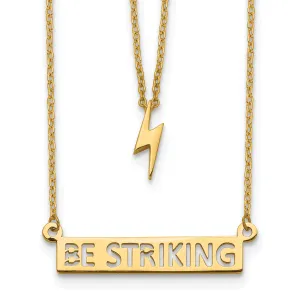 14K Gold Two-Strand Lightning Necklace with Polished Finish