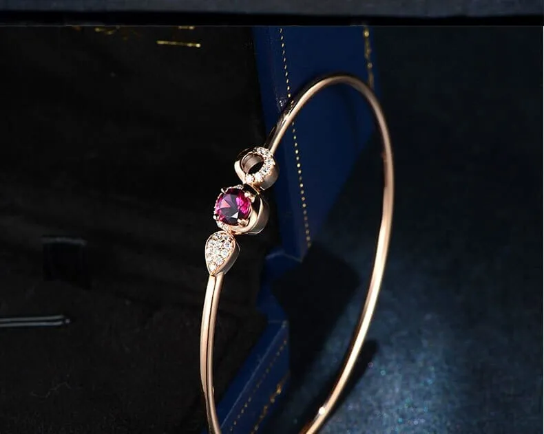 14K Rose Gold Ruby Cuff Bracelet