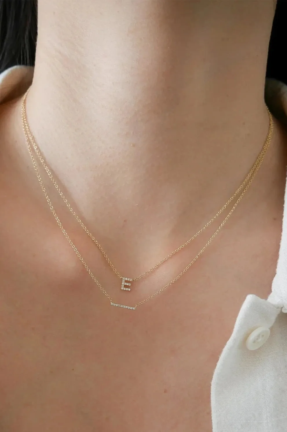 14KY Diamond Mini Bar Necklace