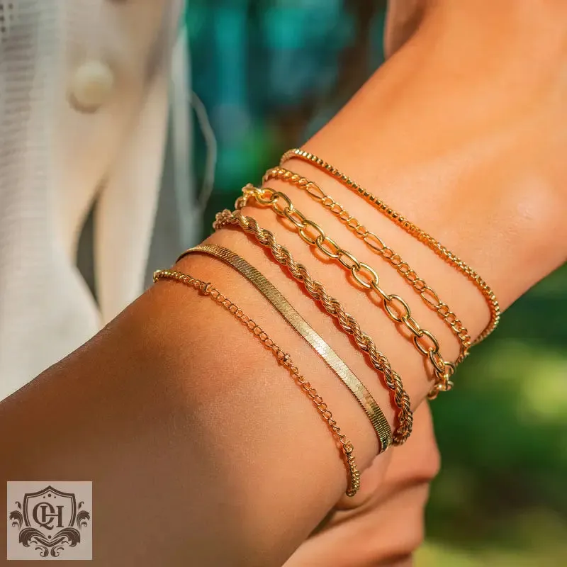 18K Gold Stackable Bracelet Set