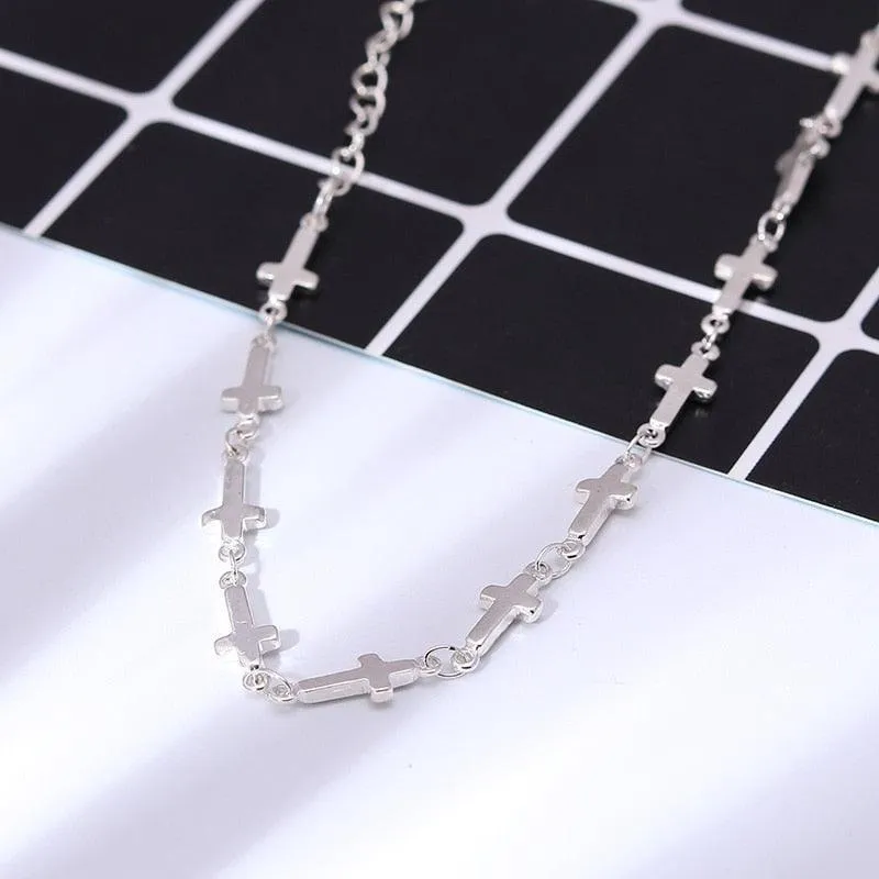 2 Color Simple Style Small Cross Bracelets Bangles for Women - Charming Christian Jewellery