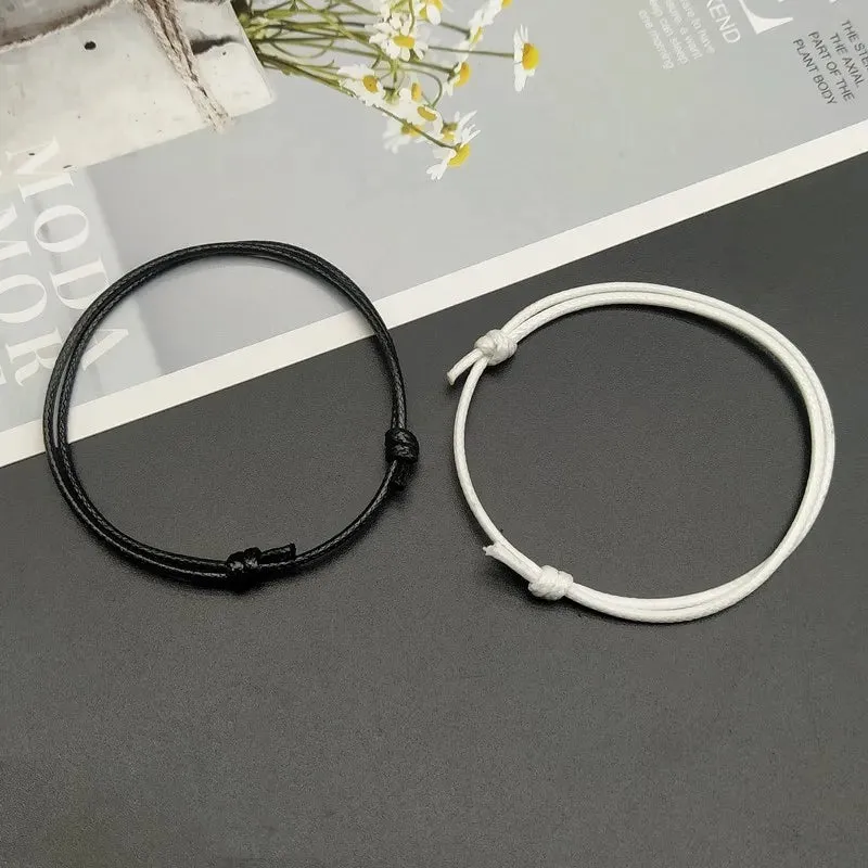 2 pcs/lot Cross Couple Bracelet New Fashion White Black Color Charm Bracelet Gift For Friend Lover Handmade Trendy Jewelry