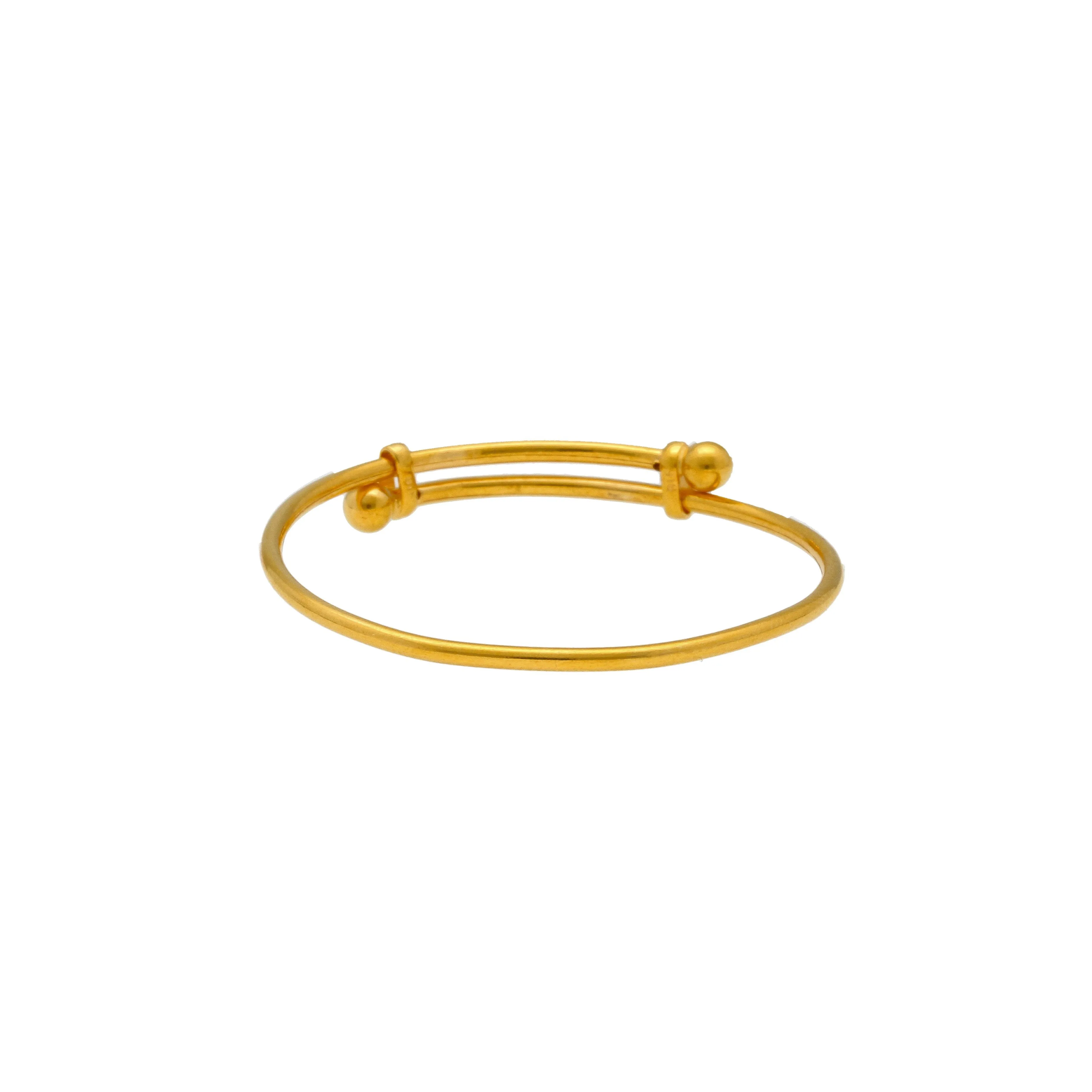 22K Yellow Gold Baby Bangles Set of 2 W/ Adjustable Bands, 13.3grams