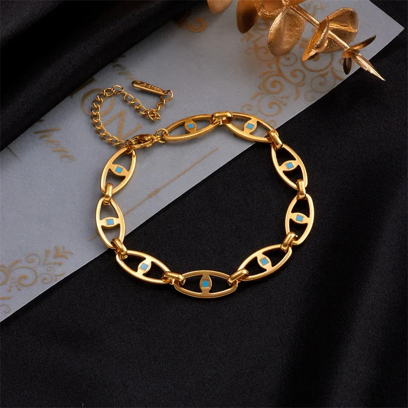 316L Stainless Steel Eye Chain Bracelet For Women
