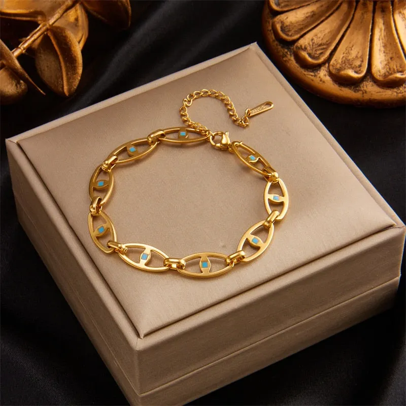 316L Stainless Steel Eye Chain Bracelet For Women
