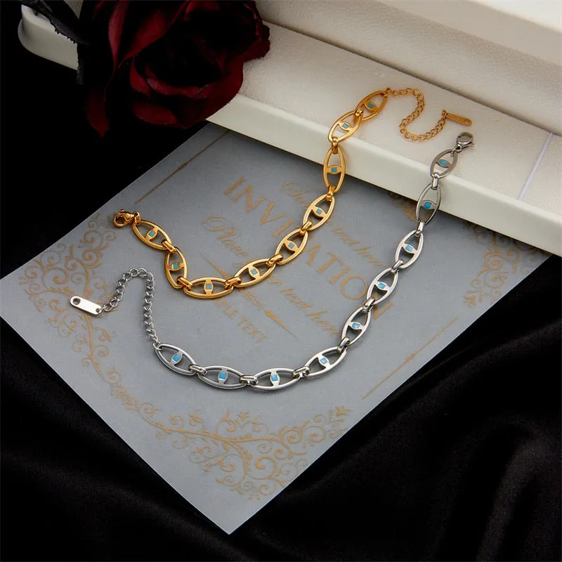 316L Stainless Steel Eye Chain Bracelet For Women