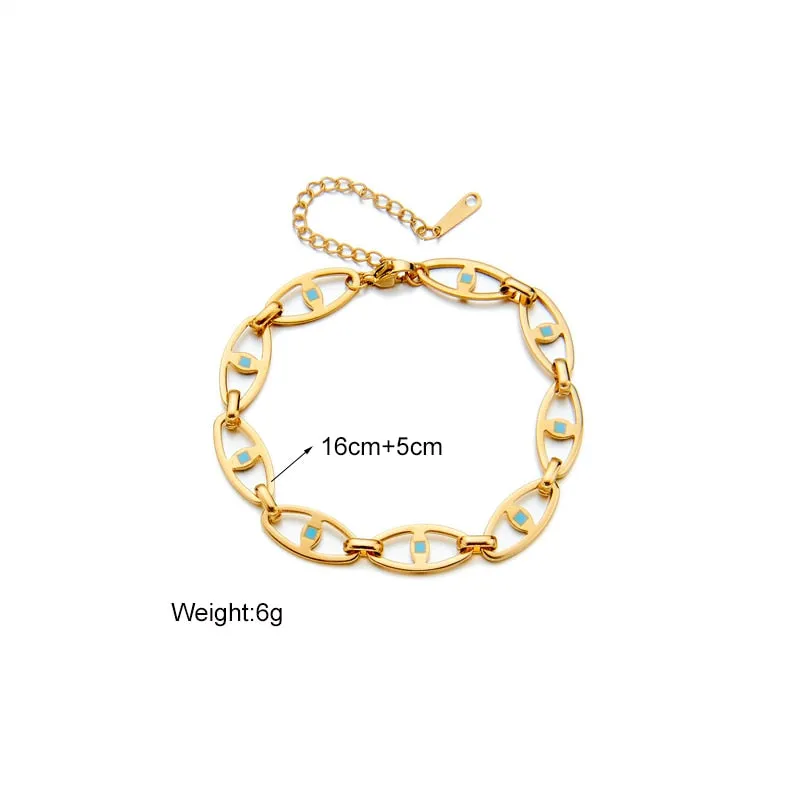 316L Stainless Steel Eye Chain Bracelet For Women