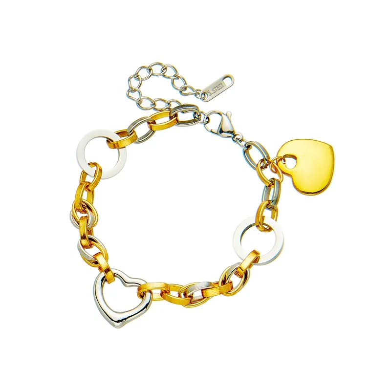 316L Stainless Steel Heart Charm Bracelet For Women