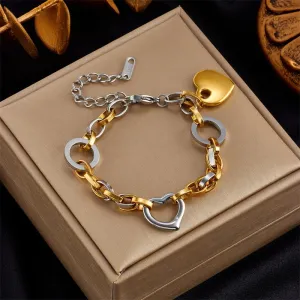 316L Stainless Steel Heart Charm Bracelet For Women