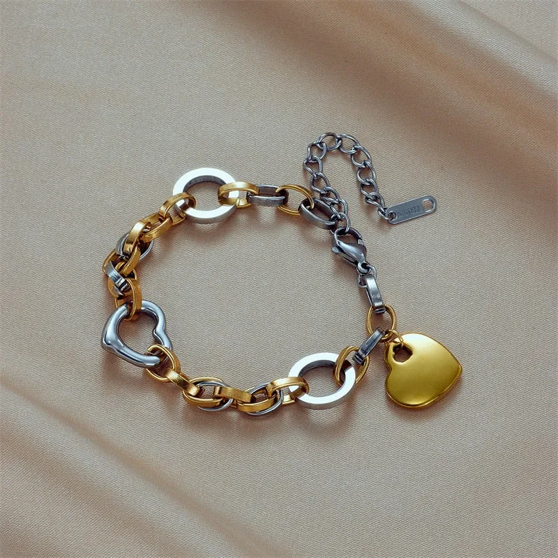 316L Stainless Steel Heart Charm Bracelet For Women