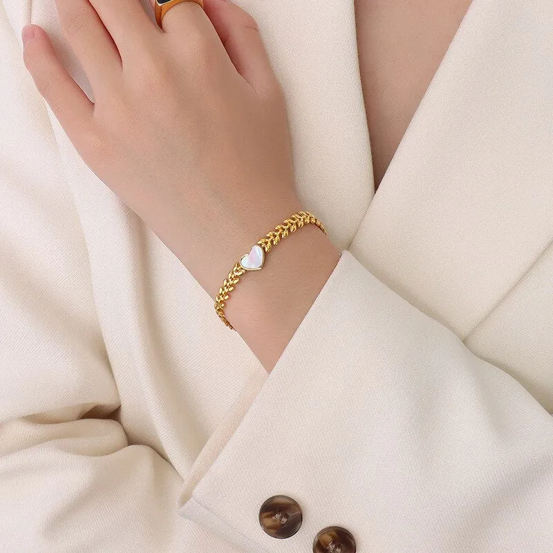 316L Stainless Steel Women's Bracelets Ear of Wheat Chain