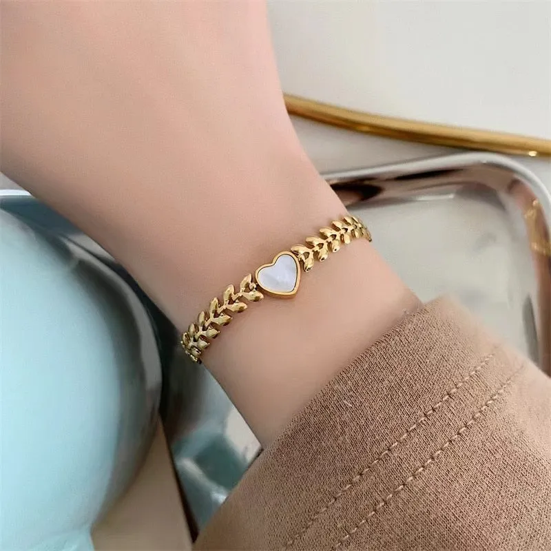 316L Stainless Steel Women's Bracelets Ear of Wheat Chain