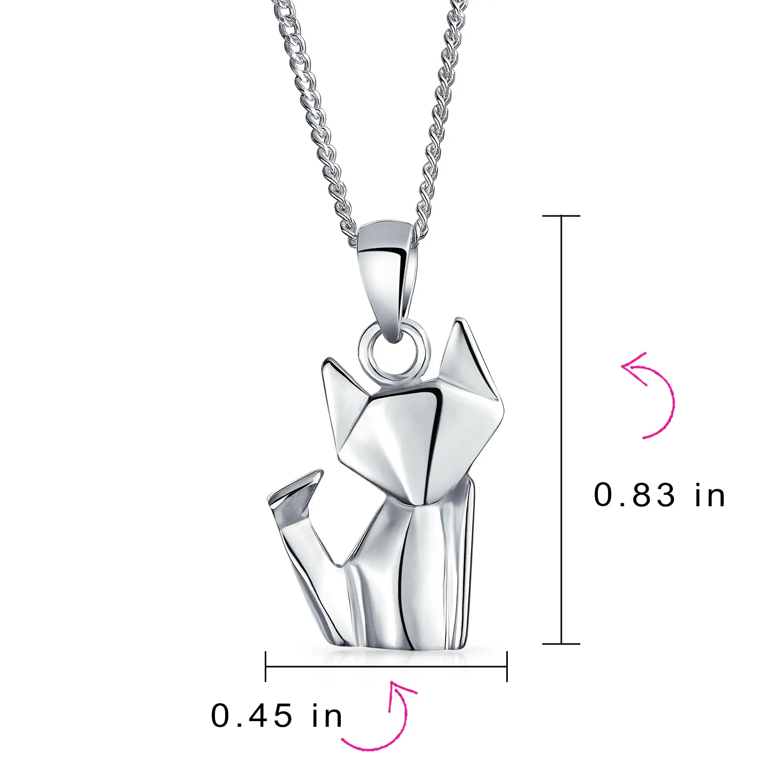 3D Geometric Jewelry Set Cat Earrings & Necklace in Sterling Silver