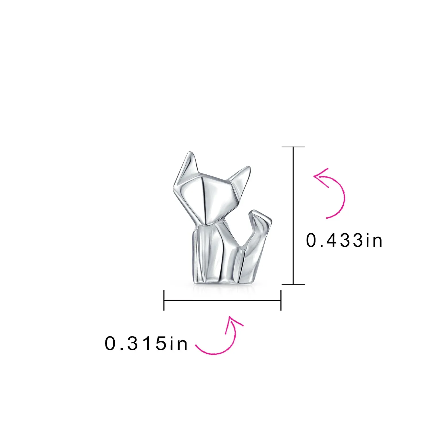3D Geometric Jewelry Set Cat Earrings & Necklace in Sterling Silver