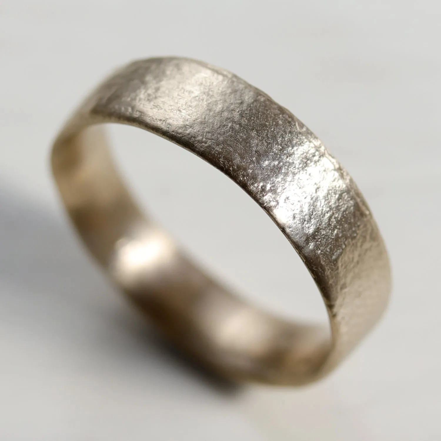 5mm Wide Flat Ancient Textured Band •