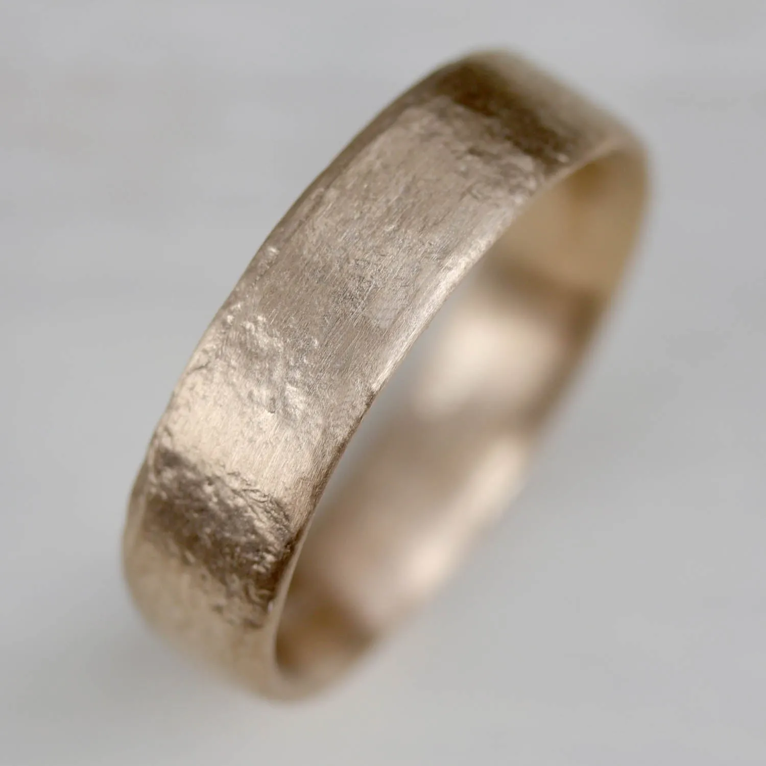 5mm Wide Flat Ancient Textured Band •