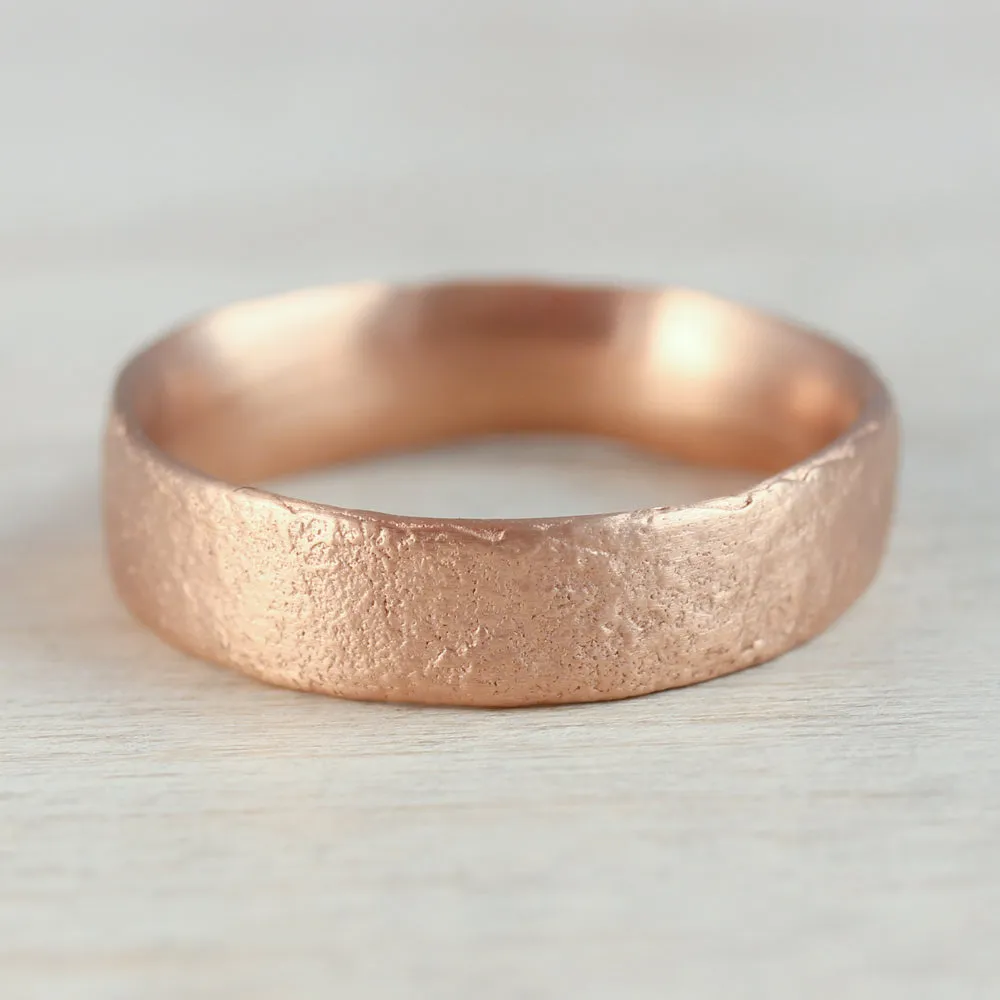 5mm Wide Flat Ancient Textured Band •