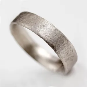 5mm Wide Flat Ancient Textured Band •