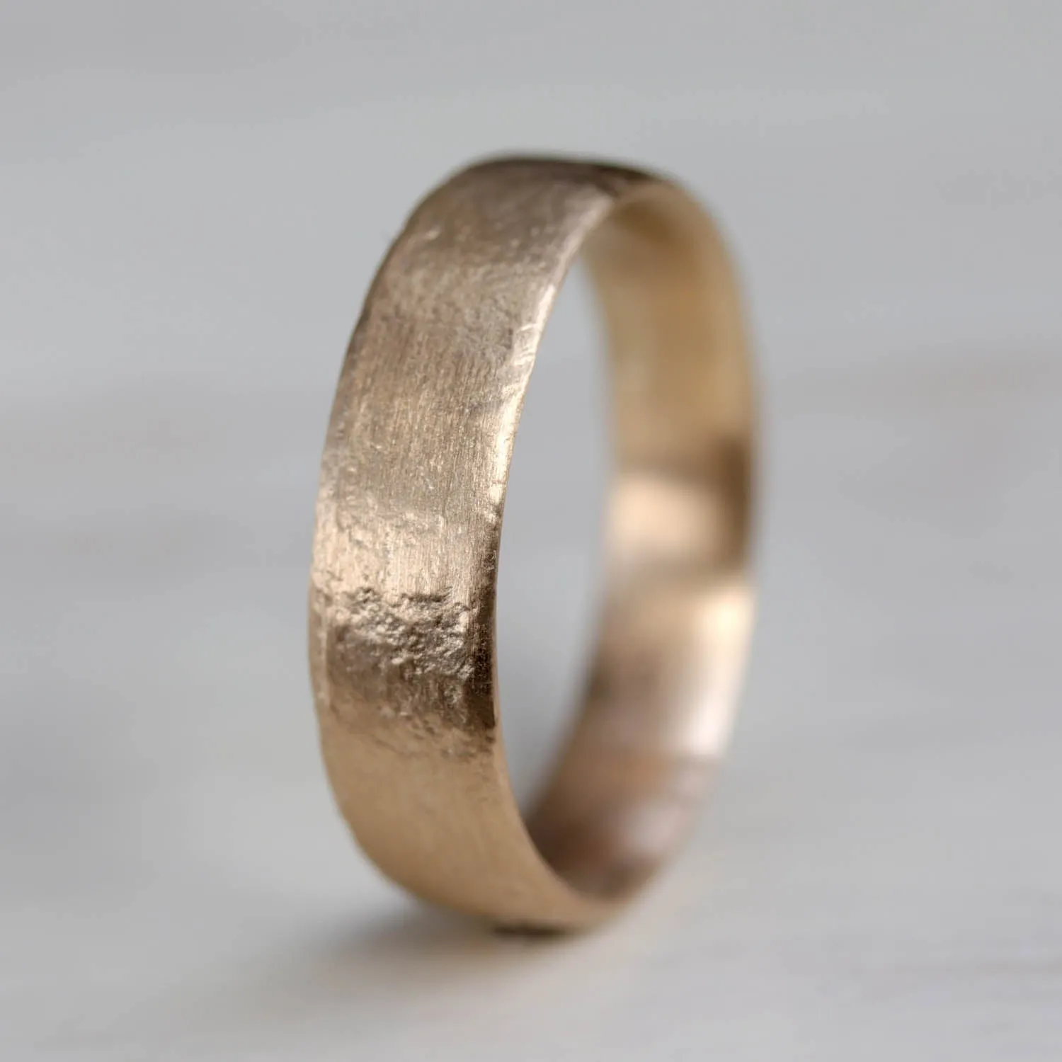 5mm Wide Flat Ancient Textured Band •