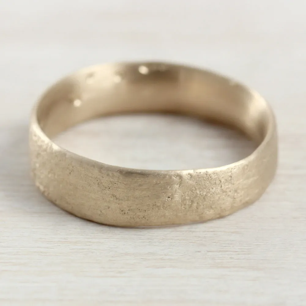 5mm Wide Flat Ancient Textured Band •