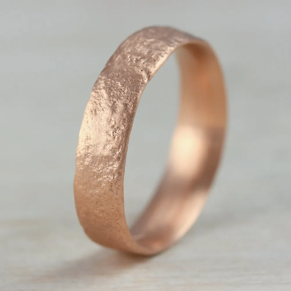 5mm Wide Flat Ancient Textured Band •
