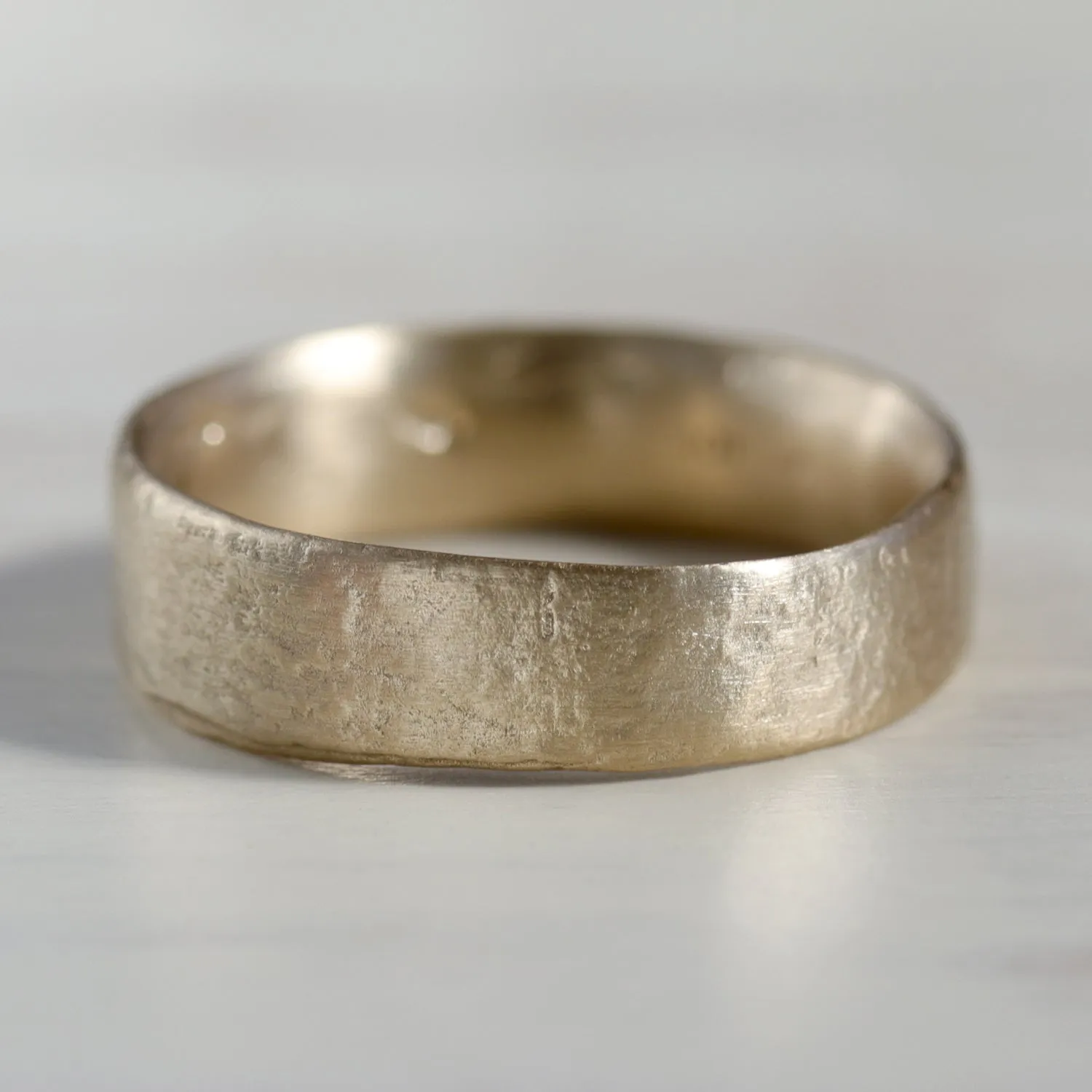 5mm Wide Flat Ancient Textured Band •