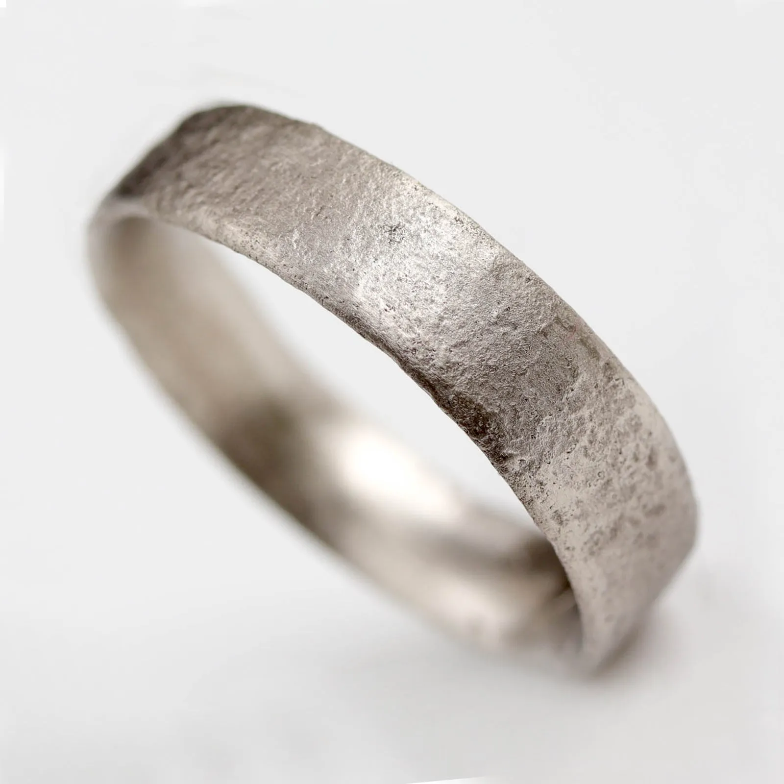 5mm Wide Flat Ancient Textured Band •
