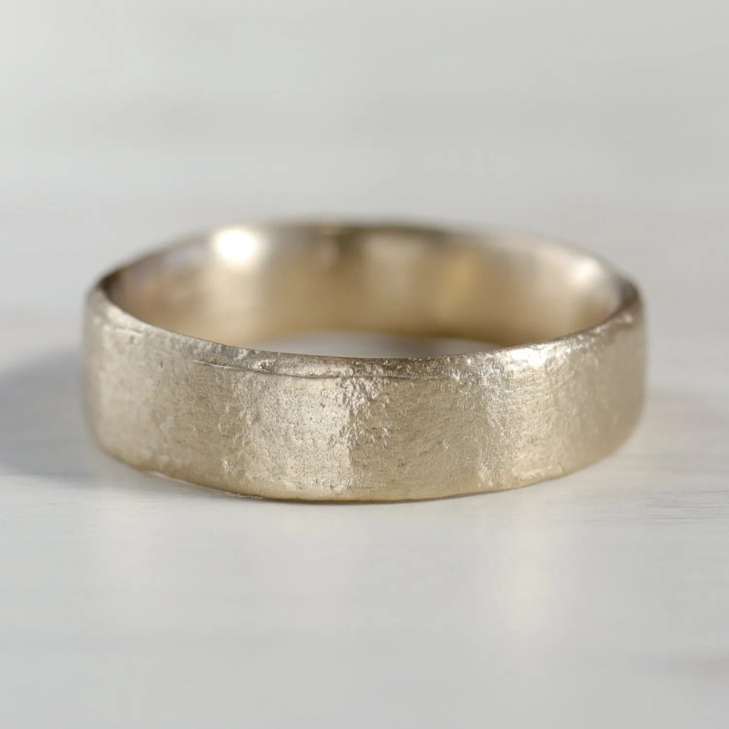 5mm Wide Flat Ancient Textured Band •