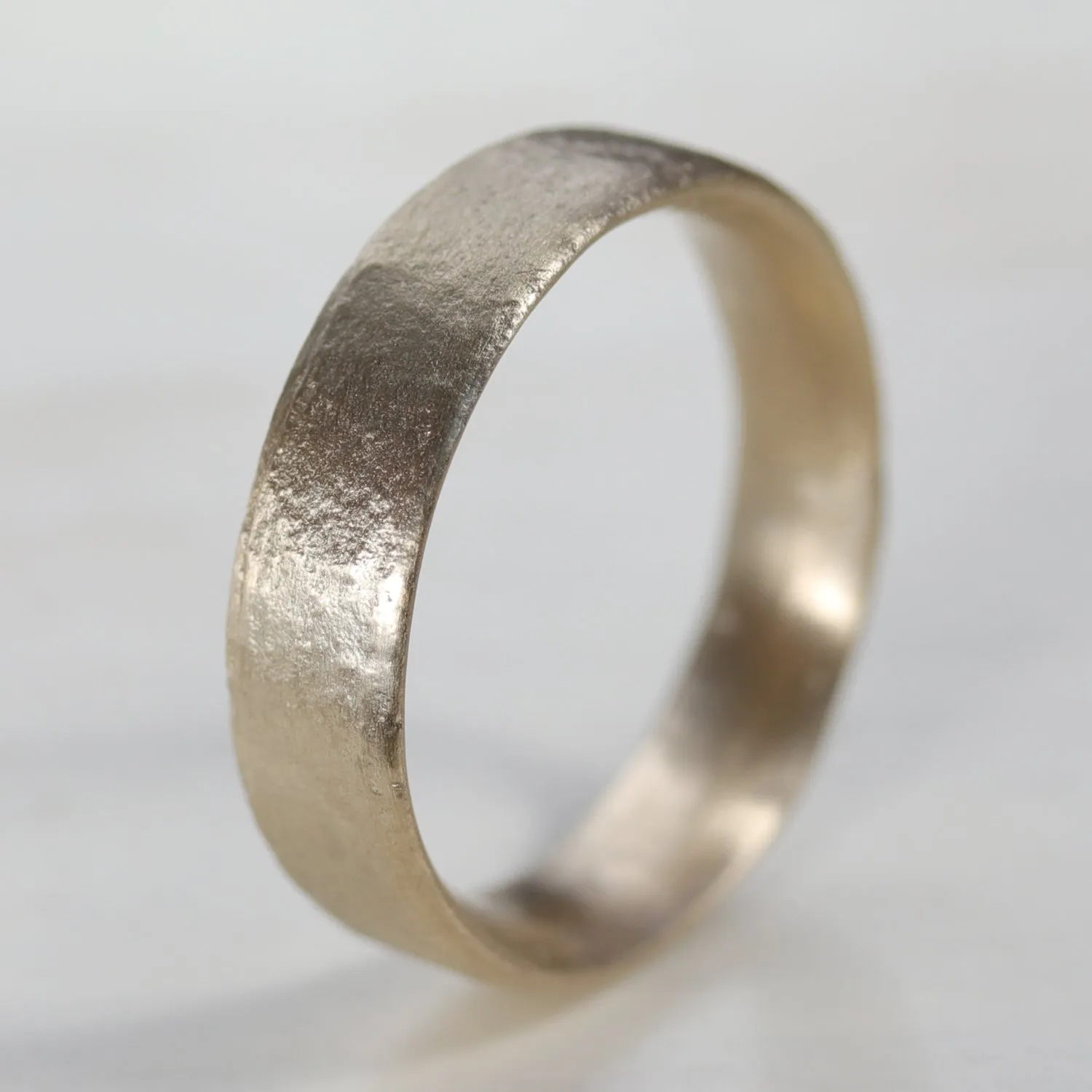 5mm Wide Flat Ancient Textured Band •