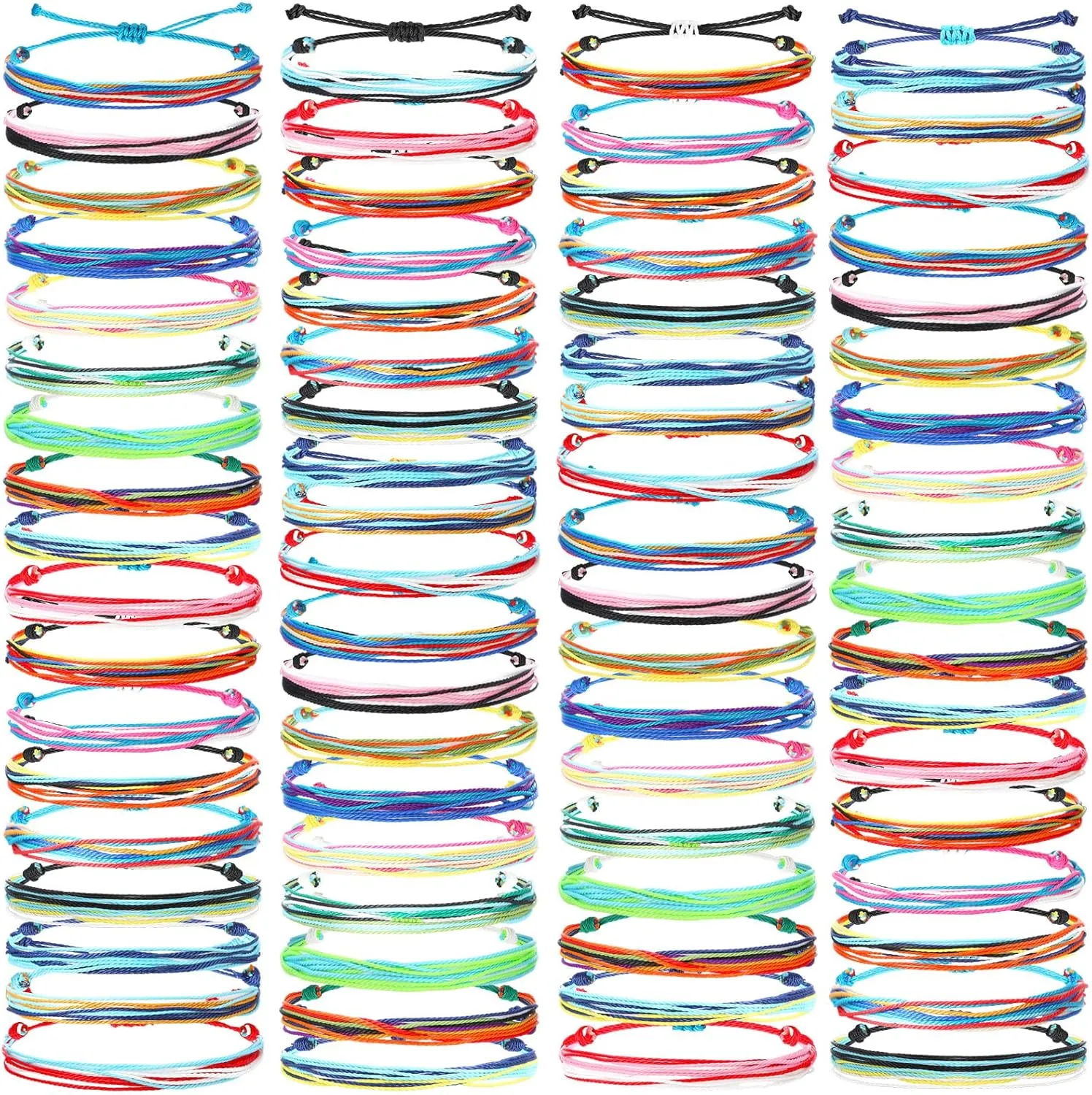72 Pcs String Bracelets for Women Wax String Bracelets Outfits Surfer Handmade Water Repellent Boho Rope Anklets Friendship Adjustable Braided Anklet Summer Foot Jewelry