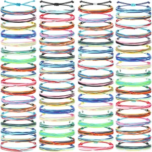 72 Pcs String Bracelets for Women Wax String Bracelets Outfits Surfer Handmade Water Repellent Boho Rope Anklets Friendship Adjustable Braided Anklet Summer Foot Jewelry