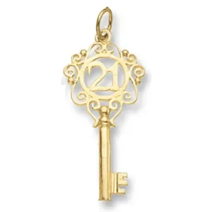 9ct Gold 21 Key Charm / Pendant