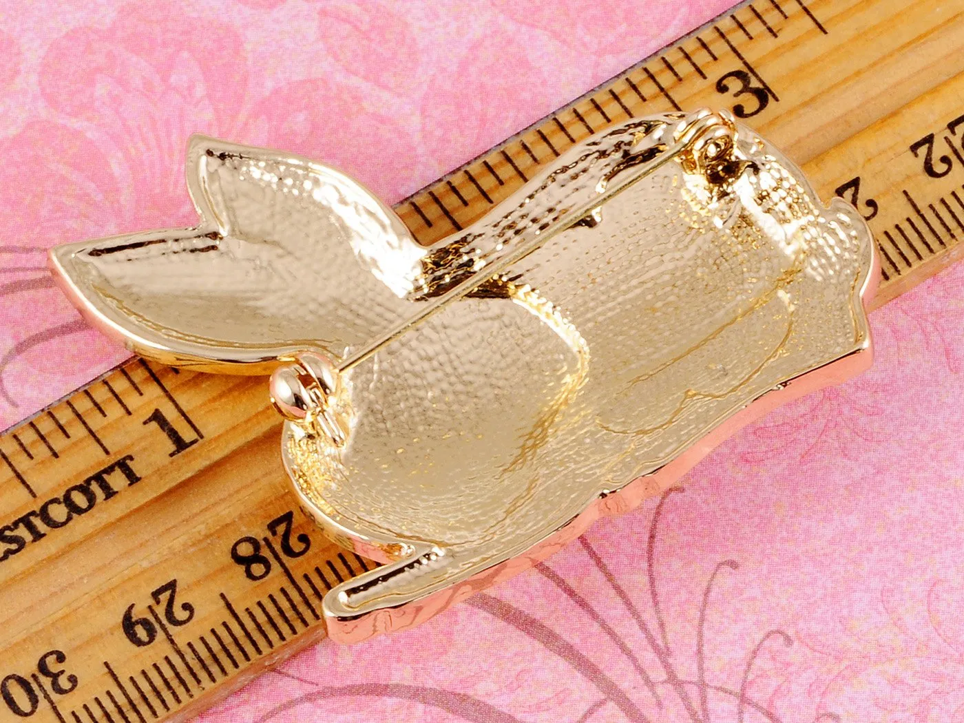 Alilang Womens Gold Tone Clear Rhinestones Blush Rabbit Bunny Hare Brooch Pin