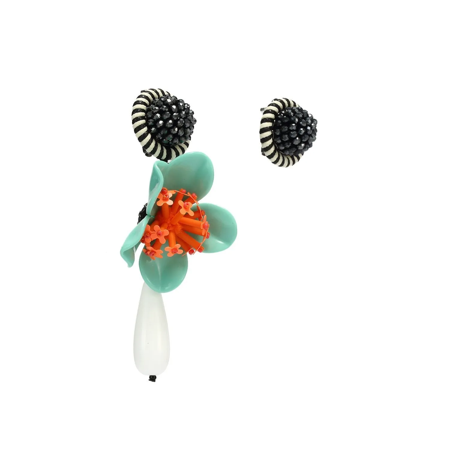 Alpine Plants Asymmetrical Resort Statement Handmade Drop Earrings