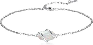 Anklet for Women 925 Sterling Silver Dainty Gemstone Ankle Bracelet Beach Fine Jewelry Birthday Valentines Day Mothers Day Gifts for Her Mom