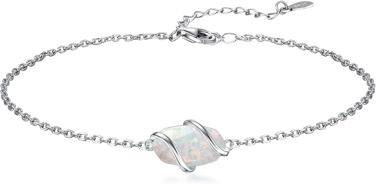 Anklet for Women 925 Sterling Silver Dainty Gemstone Ankle Bracelet Beach Fine Jewelry Birthday Valentines Day Mothers Day Gifts for Her Mom
