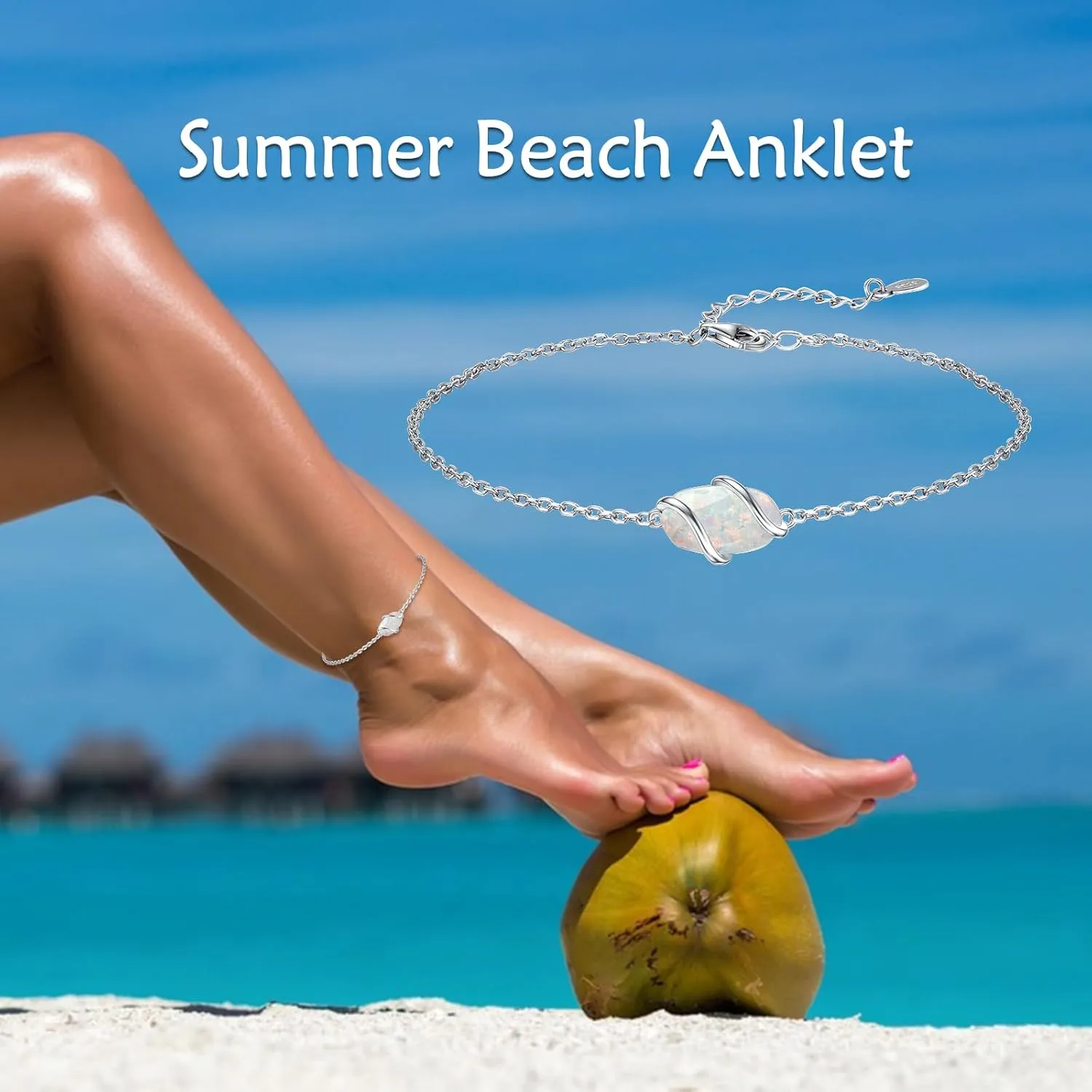Anklet for Women 925 Sterling Silver Dainty Gemstone Ankle Bracelet Beach Fine Jewelry Birthday Valentines Day Mothers Day Gifts for Her Mom
