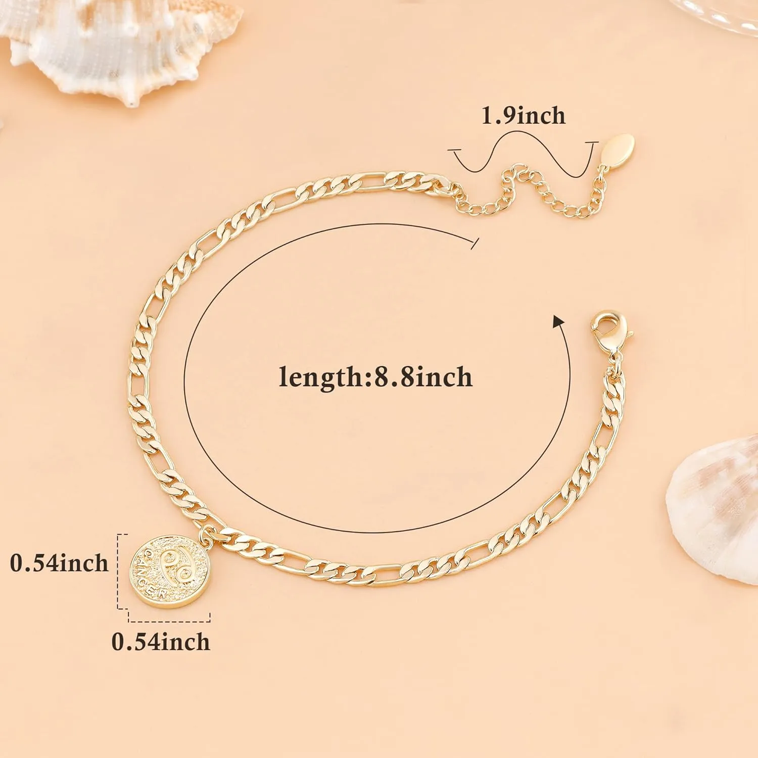 Anklets for Women Dainty Zodiac Constellation Anklet Zodiac Sign Disc Ankle Bracelet 14k Gold-Plated Anklets for Women