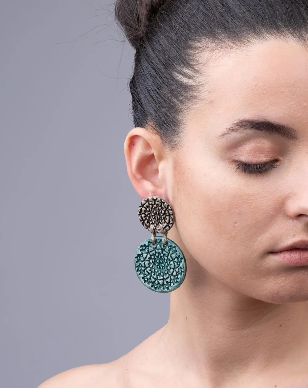 Anna Kitsou Dentelle I Earrings - Black / Teal
