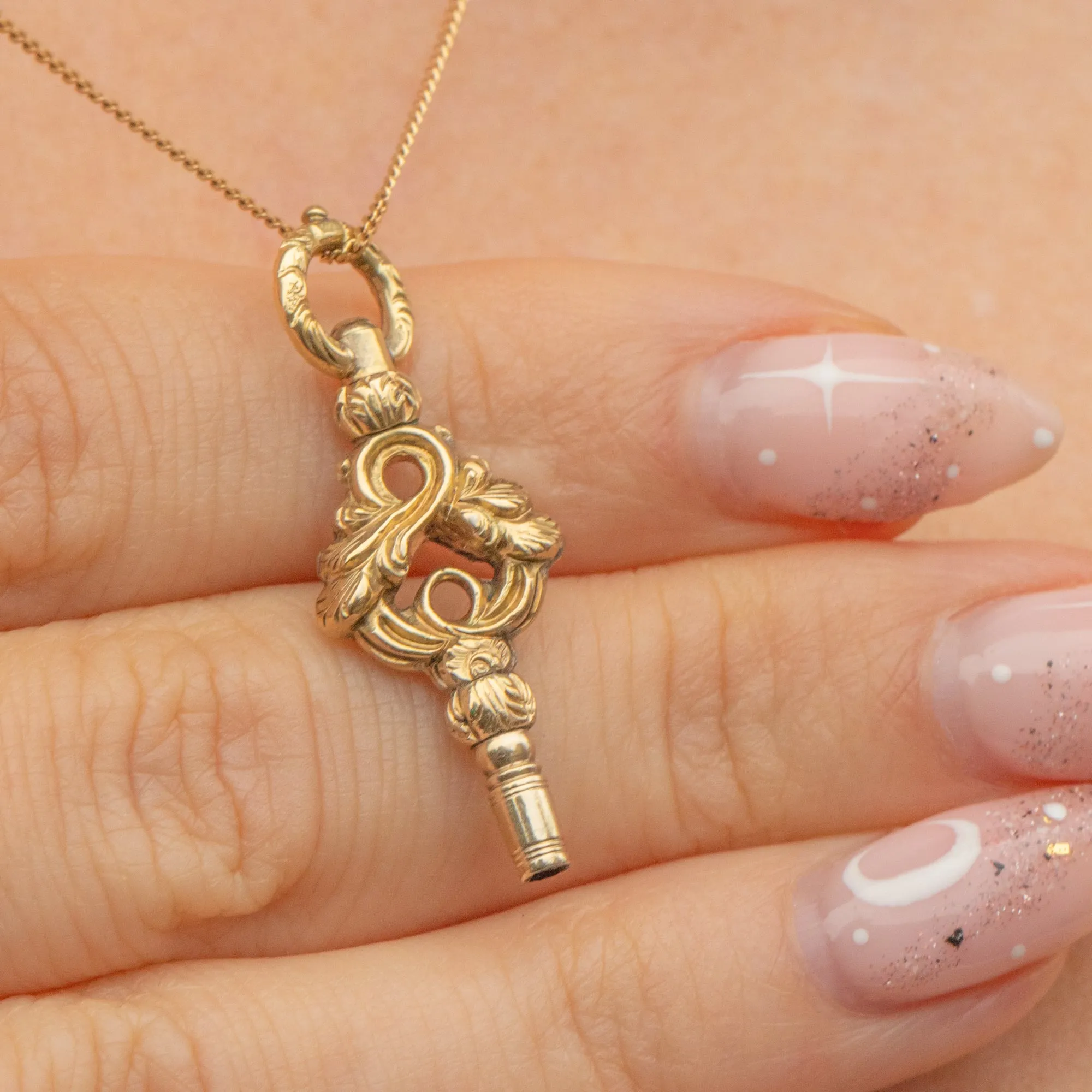 Antique 9ct Gold Cased Watch Key Pendant