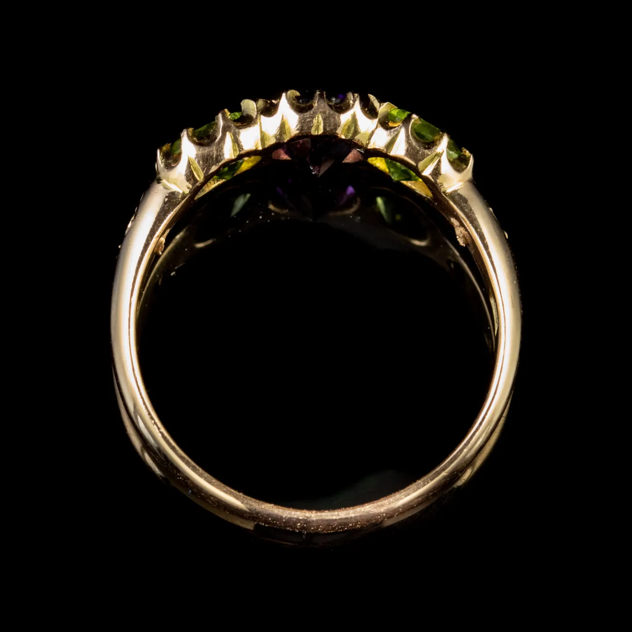 Antique Edwardian Suffragette Amethyst Peridot Ring 18Ct Gold Circa 1910