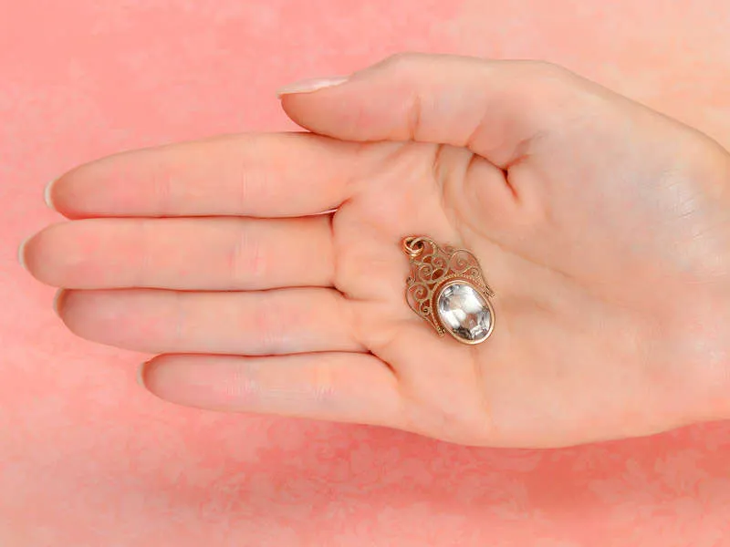 Antique Rock Crystal Spinner Fob Pendant